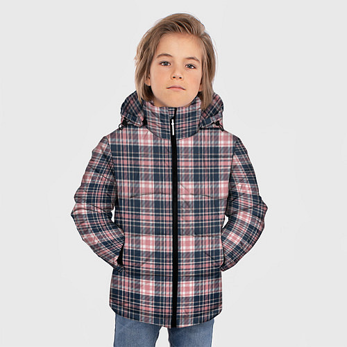 Зимняя куртка для мальчика Клеточный узор / 3D-Черный – фото 3