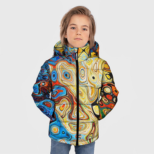 Зимняя куртка для мальчика Цветные абстрактные пятна / 3D-Черный – фото 3