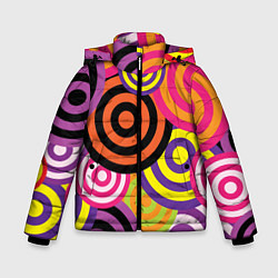 Куртка зимняя для мальчика Аннотация разноцветных кругов, цвет: 3D-черный