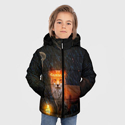 Куртка зимняя для мальчика Лиса с огненной короной, цвет: 3D-черный — фото 2