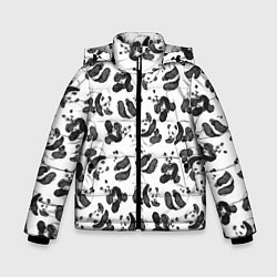 Куртка зимняя для мальчика Акварельные панды паттерн, цвет: 3D-светло-серый