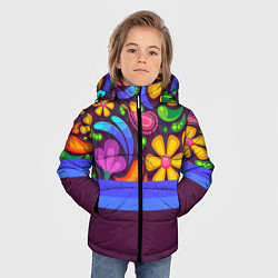 Куртка зимняя для мальчика Мультяшные Цветы, цвет: 3D-черный — фото 2