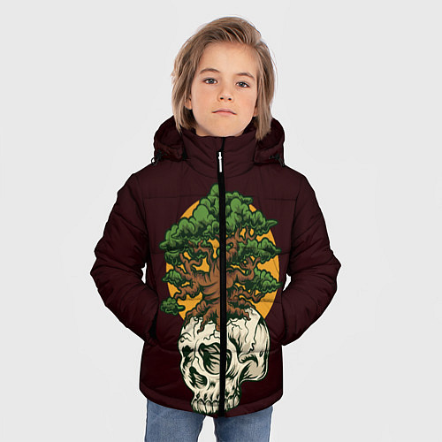 Зимняя куртка для мальчика Дерево растущее из черепа / 3D-Черный – фото 3