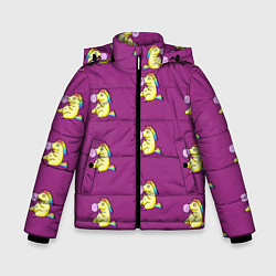 Куртка зимняя для мальчика Фиолетовые пони, цвет: 3D-черный