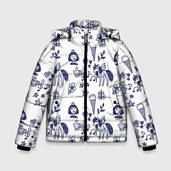 Куртка зимняя для мальчика Девчачий дудл, цвет: 3D-черный