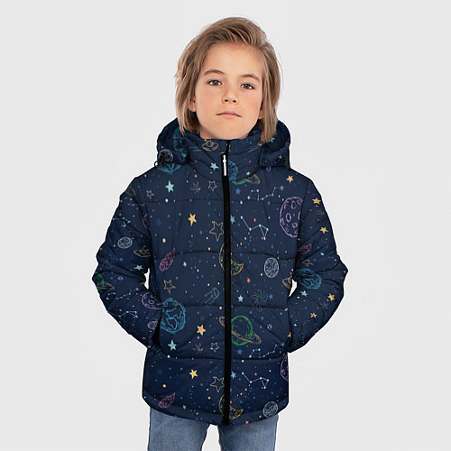 Зимняя куртка для мальчика Созвездия / 3D-Черный – фото 3