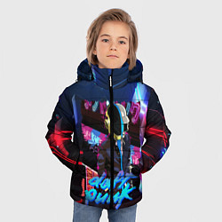 Куртка зимняя для мальчика Daft punk neon rock, цвет: 3D-черный — фото 2