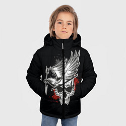 Куртка зимняя для мальчика Череп с птицей со стрелой, цвет: 3D-черный — фото 2