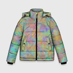 Куртка зимняя для мальчика Цветные лепестки, цвет: 3D-черный