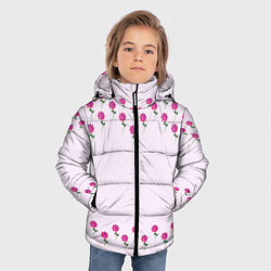 Куртка зимняя для мальчика Розовые цветы pink flowers, цвет: 3D-черный — фото 2