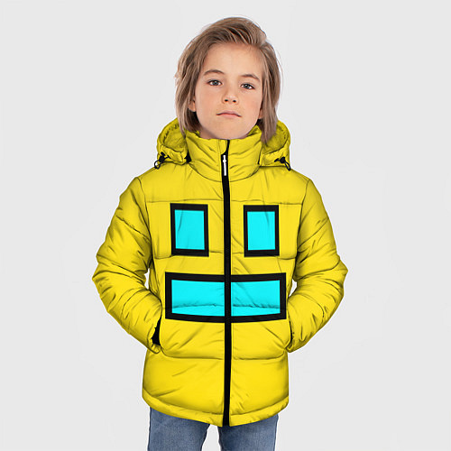 Зимняя куртка для мальчика Geometry Dash Smile / 3D-Черный – фото 3