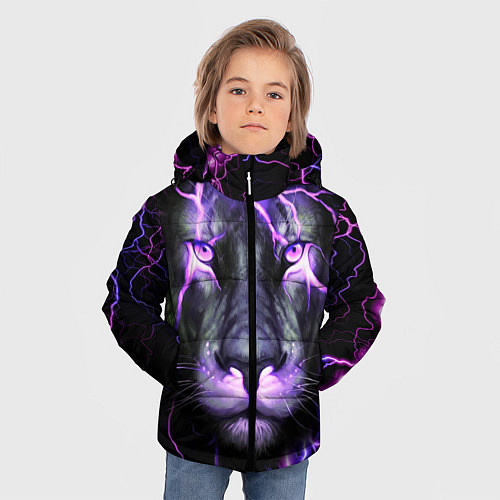 Зимняя куртка для мальчика НЕОНОВЫЙ ЛЕВ NEON LION / 3D-Черный – фото 3