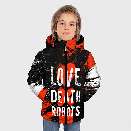 Зимняя куртка для мальчика ЛЮБОВЬ СМЕРТЬ И РОБОТЫ СОТЫ / 3D-Черный – фото 3
