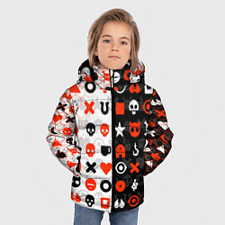 Куртка зимняя для мальчика ЛЮБОВЬ СМЕРТЬ И РОБОТЫ УЗОР, цвет: 3D-черный — фото 2