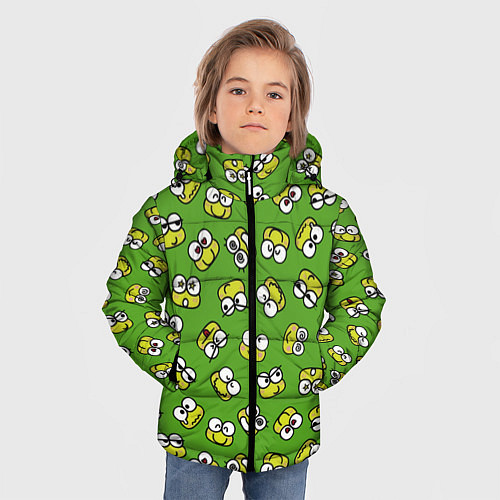 Зимняя куртка для мальчика Смайлы Лягушки / 3D-Черный – фото 3