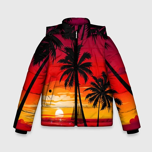 Зимняя куртка для мальчика Гавайский закат / 3D-Светло-серый – фото 1