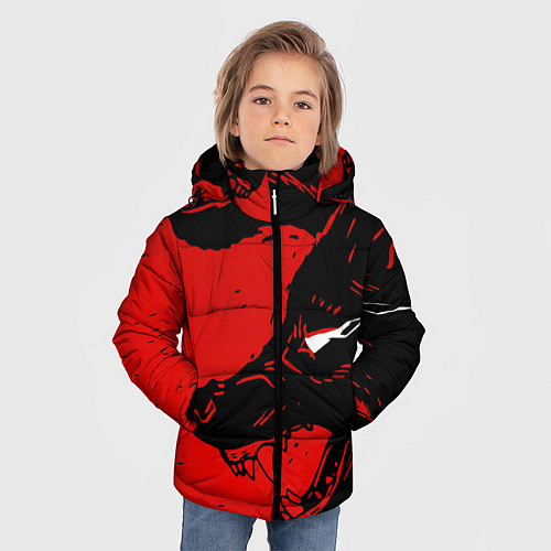 Зимняя куртка для мальчика Красный волк 3D / 3D-Черный – фото 3