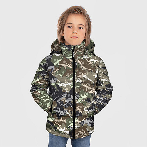 Зимняя куртка для мальчика Камуфляж для рыбака / 3D-Черный – фото 3