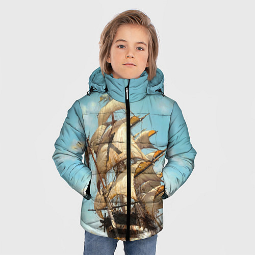Зимняя куртка для мальчика Парусник / 3D-Черный – фото 3