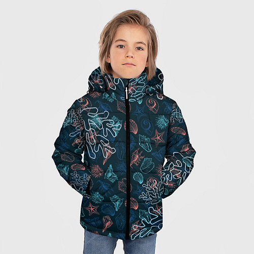 Зимняя куртка для мальчика Ракушки / 3D-Черный – фото 3