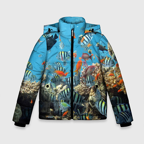 Зимняя куртка для мальчика Коралловые рыбки / 3D-Черный – фото 1