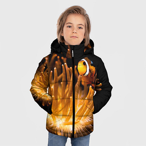 Зимняя куртка для мальчика Клоуны в актинии / 3D-Черный – фото 3
