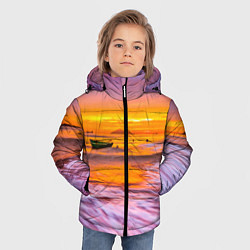 Куртка зимняя для мальчика Закат на пляже, цвет: 3D-черный — фото 2
