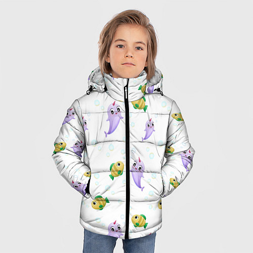 Зимняя куртка для мальчика Морские жители / 3D-Черный – фото 3
