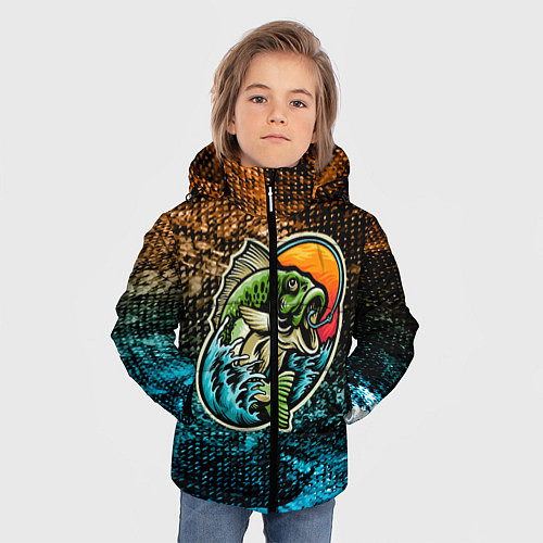 Зимняя куртка для мальчика Рыба на крючке / 3D-Черный – фото 3