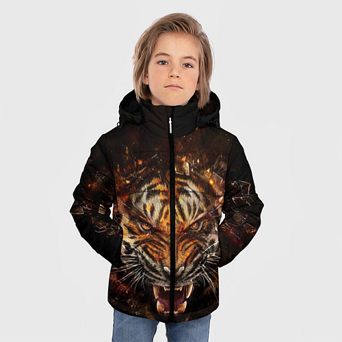Зимняя куртка для мальчика ЯРОСТЬ ТИГРА / 3D-Черный – фото 3