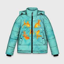 Куртка зимняя для мальчика Золотые рыбки, цвет: 3D-черный