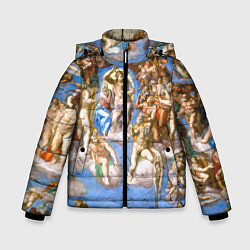 Куртка зимняя для мальчика Микеланджело страшный суд, цвет: 3D-черный
