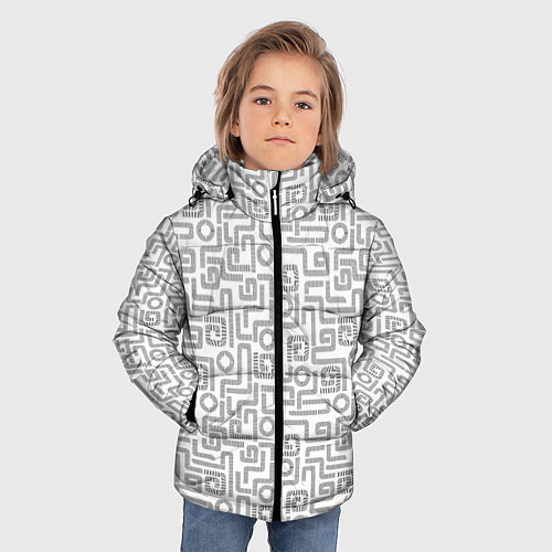 Зимняя куртка для мальчика Геометрический лабиринт / 3D-Черный – фото 3