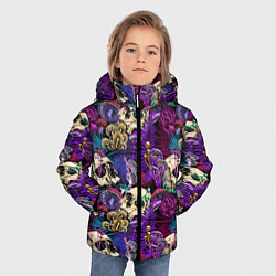 Куртка зимняя для мальчика Психоделика - черепа и грибы, цвет: 3D-светло-серый — фото 2