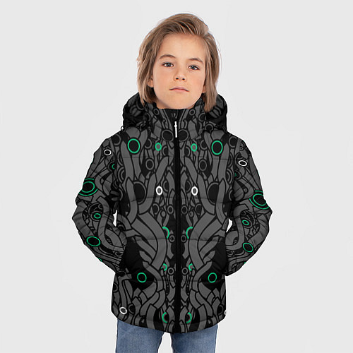 Зимняя куртка для мальчика Круги во тьме / 3D-Черный – фото 3