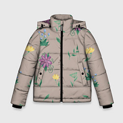 Куртка зимняя для мальчика Цветочная эстетика, цвет: 3D-черный
