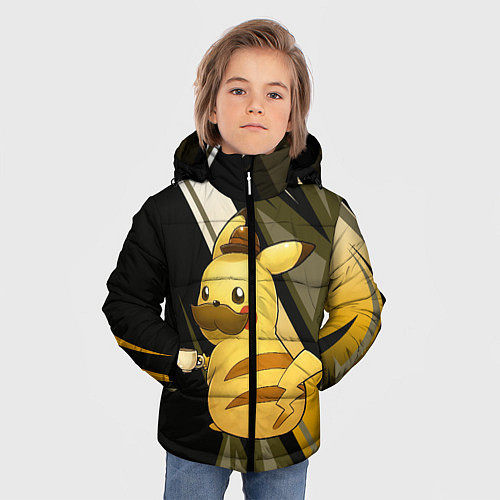 Зимняя куртка для мальчика Пикачу детектив / 3D-Черный – фото 3