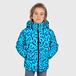 Куртка зимняя для мальчика Неоновые синие узоры, цвет: 3D-черный — фото 2