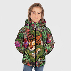 Куртка зимняя для мальчика Тигр кусает змею, цвет: 3D-светло-серый — фото 2
