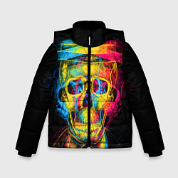 Куртка зимняя для мальчика Череп-анаглиф, цвет: 3D-черный