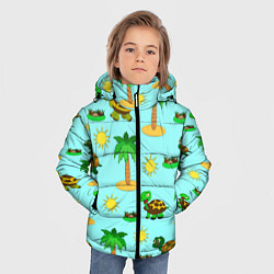Куртка зимняя для мальчика Черепашки и пальмы, цвет: 3D-черный — фото 2