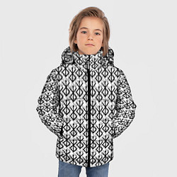 Куртка зимняя для мальчика Берсерк много логотипов, цвет: 3D-черный — фото 2