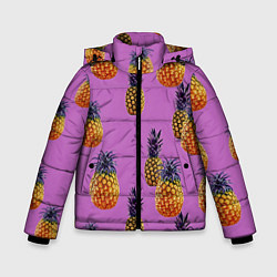 Куртка зимняя для мальчика Ананасы, цвет: 3D-черный