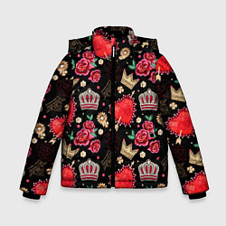 Куртка зимняя для мальчика Корона и розы цвета 3D-черный — фото 1
