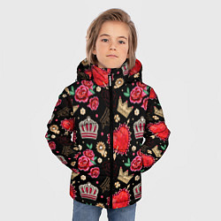 Куртка зимняя для мальчика Корона и розы, цвет: 3D-черный — фото 2