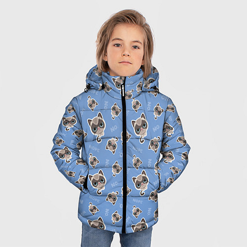 Зимняя куртка для мальчика Недовольный Кот / 3D-Черный – фото 3