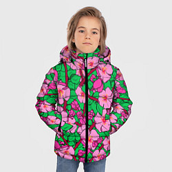 Куртка зимняя для мальчика Цветы Сакуры, Sakura, цвет: 3D-черный — фото 2