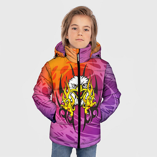 Зимняя куртка для мальчика Орел с узором / 3D-Черный – фото 3