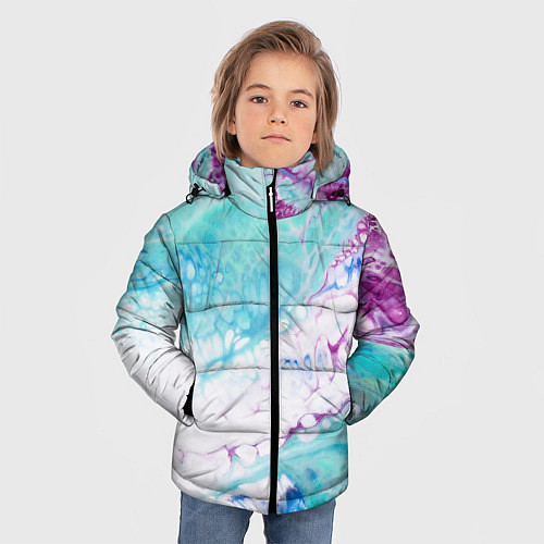 Зимняя куртка для мальчика Цветная морская пена / 3D-Черный – фото 3