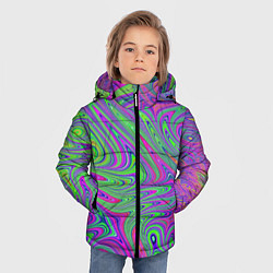 Куртка зимняя для мальчика Неоновый абстрактный узор, цвет: 3D-черный — фото 2